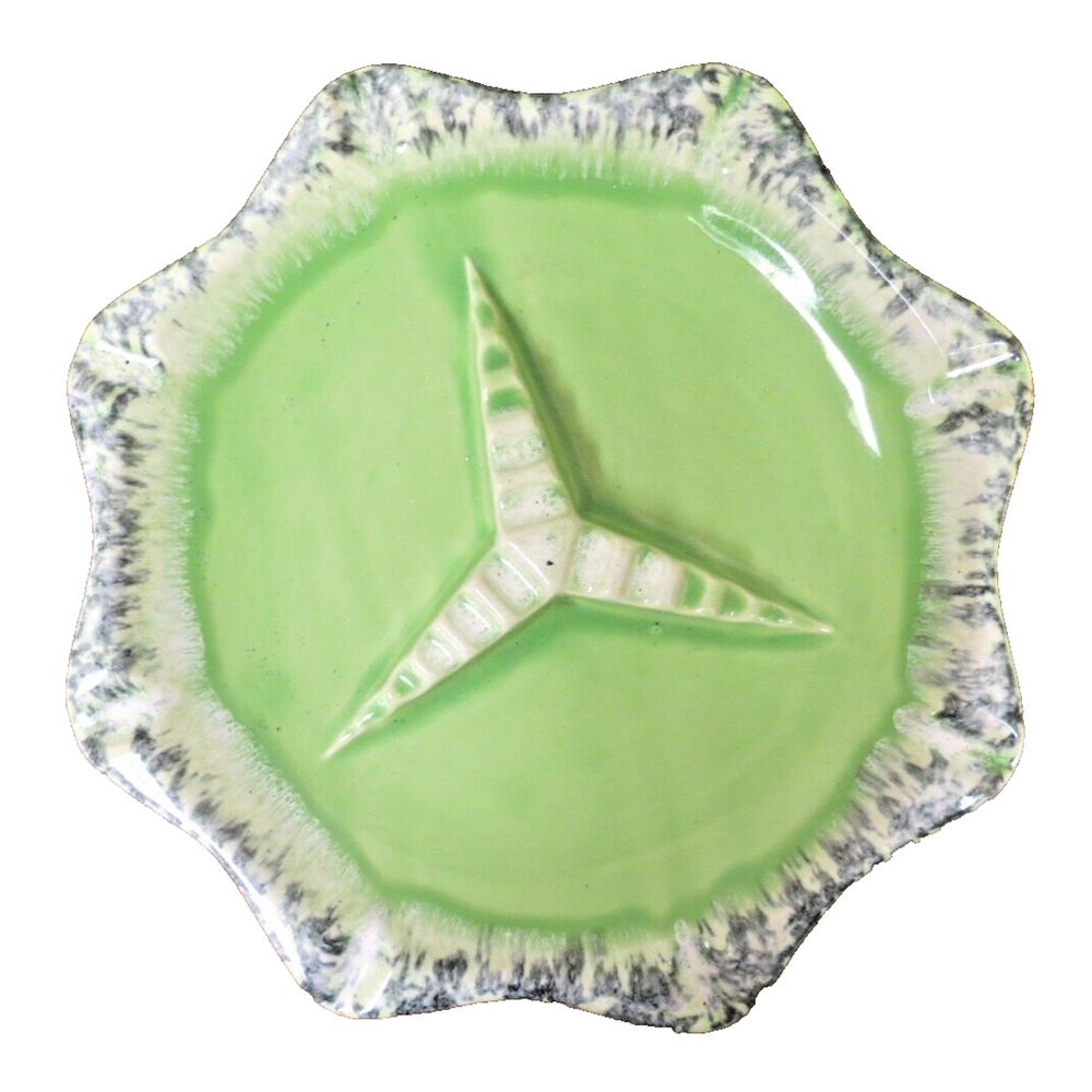 Vintage Hull Ceramic Ashtray MCM Mid Century USA A-5 Green Glaze 11.25"